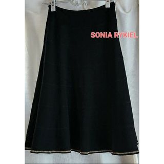 ソニアリキエル(SONIA RYKIEL)の大変美品　SONIA RYKIEL　黒のジャージスカートフレアー(ひざ丈スカート)