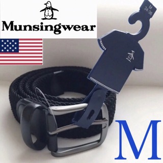 マンシングウェア(Munsingwear)のレア【新品】マンシングウェア USA メンズ メッシュ ベルト M 黒 ゴルフ(ベルト)