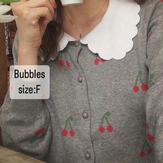 バブルス(Bubbles)のBubbles   バブルス　さくらんぼ　チェリー　カーディガン　フリル　襟　(カーディガン)