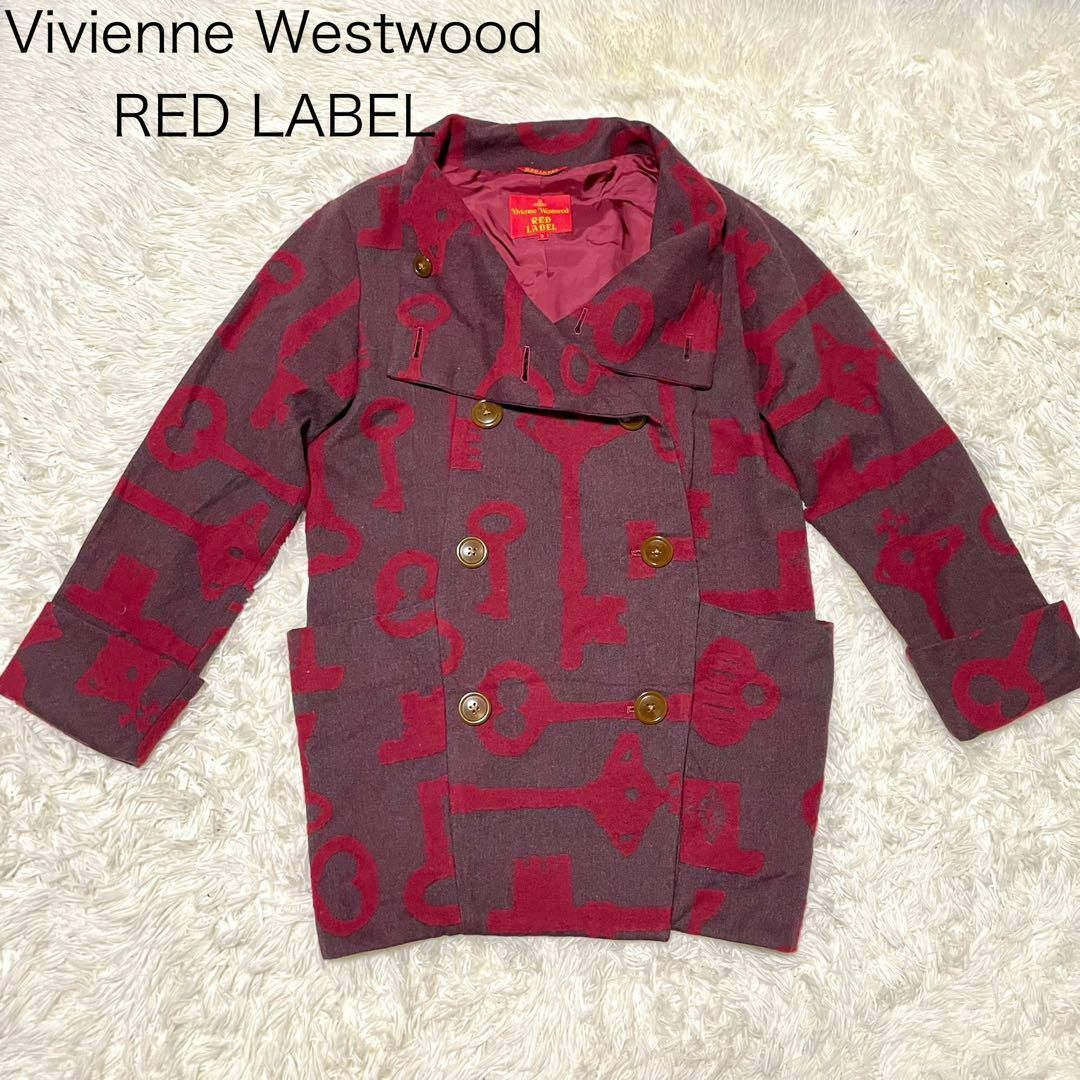 Vivienne Westwood(ヴィヴィアンウエストウッド)の【ヴィヴィアンウエストウッドレッドレーベル】変形ピーコート 総柄 オーブ 2 レディースのジャケット/アウター(ピーコート)の商品写真