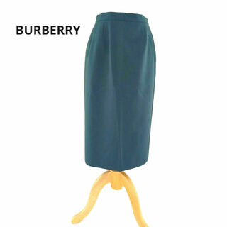 バーバリー(BURBERRY)のBURBERRY　膝丈ウールスカート　グリーンカラー　11サイズ(ひざ丈スカート)