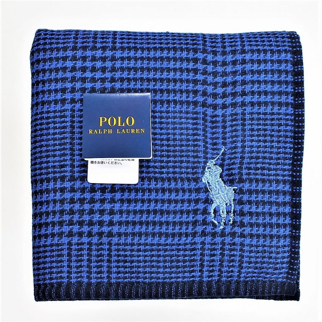 POLO RALPH LAUREN(ポロラルフローレン)の大人の渋柄◆仕事で使いたいラルフハンカチギフト可★グレンチェック青系1760円 メンズのファッション小物(ハンカチ/ポケットチーフ)の商品写真