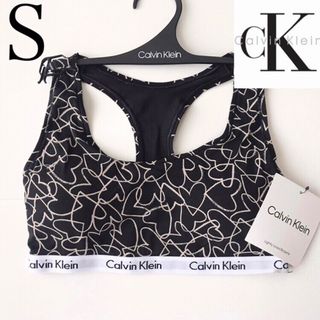 Calvin Klein - レア 新品 USA 下着 カルバンクライン パット ブラ 黒 ハート柄 S