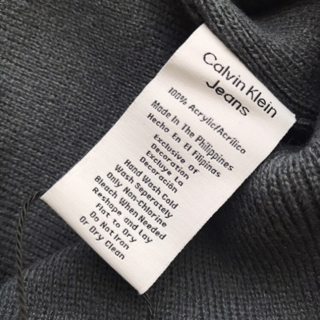 Calvin Klein(カルバンクライン)のレア【新品】カルバンクライン USA ニット帽 チャコールグレー 帽子 メンズの帽子(ニット帽/ビーニー)の商品写真