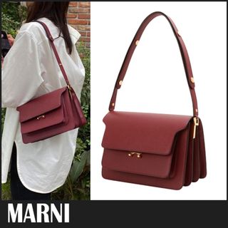 マルニ(Marni)の【美品】MARNI TRUNK MEDIUM サフィアーノ ショルダーバッグ(ショルダーバッグ)