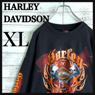 ハーレーダビッドソン(Harley Davidson)の8725【希少XLサイズ】ハーレーダビッドソン☆バックプリント ロングtシャツ(Tシャツ/カットソー(七分/長袖))