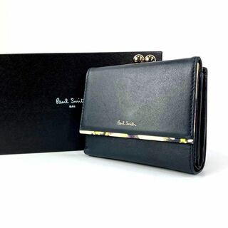 ◆ 新品　ポールスミス がま口　花柄　折り財布　ブラック　黒　30wd644(財布)