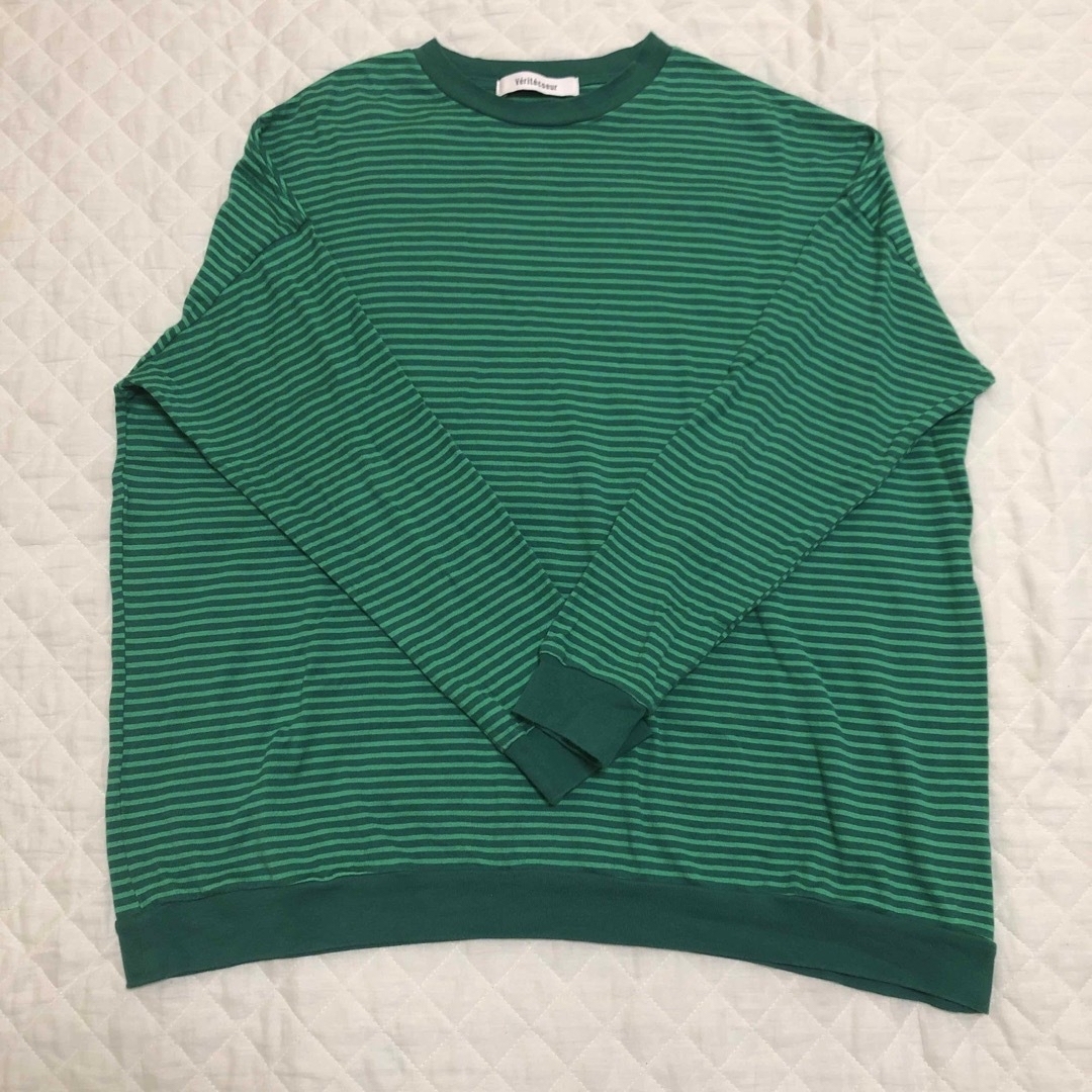 Veritecoeur(ヴェリテクール)のVeritecoeur  カラーボーダーロングスリーブ   Green レディースのトップス(Tシャツ(長袖/七分))の商品写真