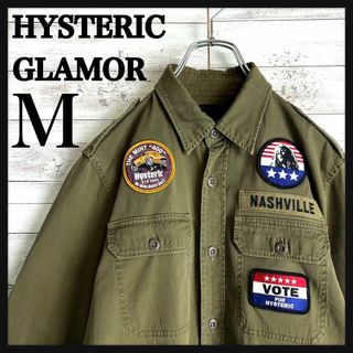 ヒステリックグラマー(HYSTERIC GLAMOUR)の8793【人気デザイン】ヒステリックグラマー☆ワッペン長袖シャツ　美品(シャツ)