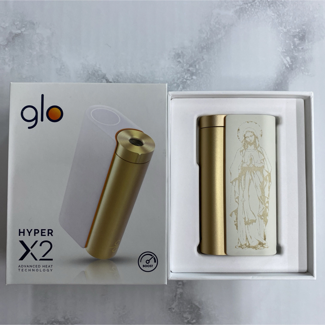 glo(グロー)の聖母 マリア レーザー加工 glo hyper X2 グローハイパー本体 白 金 メンズのファッション小物(タバコグッズ)の商品写真