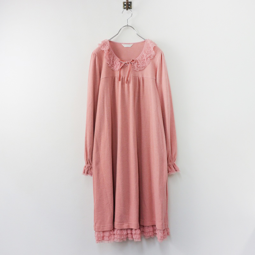 PINK HOUSE(ピンクハウス)の美品 2020AW ピンクハウス PINK HOUSE ドットチュールフリル付き ニットワンピース/ピンク リボン ドレス【2400013714914】 レディースのワンピース(その他)の商品写真