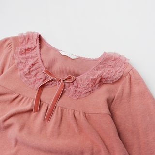 PINK HOUSE - 美品 2020AW ピンクハウス PINK HOUSE ドットチュールフリル付き ニットワンピース/ピンク リボン ドレス【2400013714914】