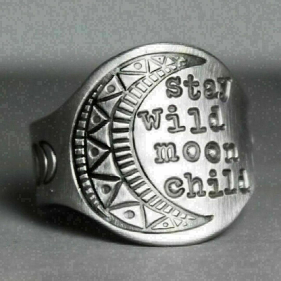 【A070】リング　メンズ　指輪　シルバー　月　ムーン　お洒落　20号 メンズのアクセサリー(リング(指輪))の商品写真