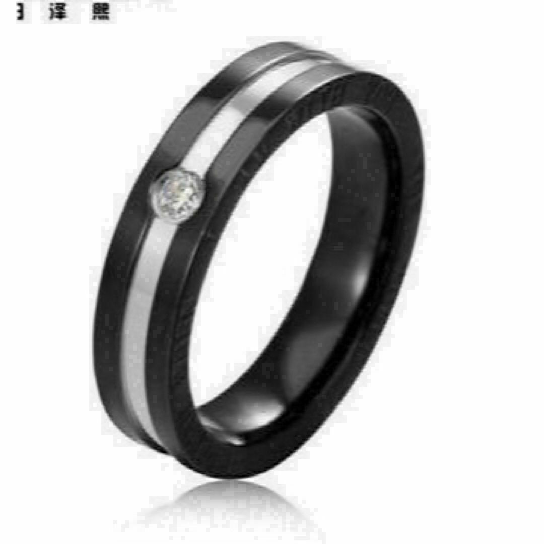 【A076】リング　メンズ　指輪　ブラック　黒　チタン　シルバー　20号 メンズのアクセサリー(リング(指輪))の商品写真