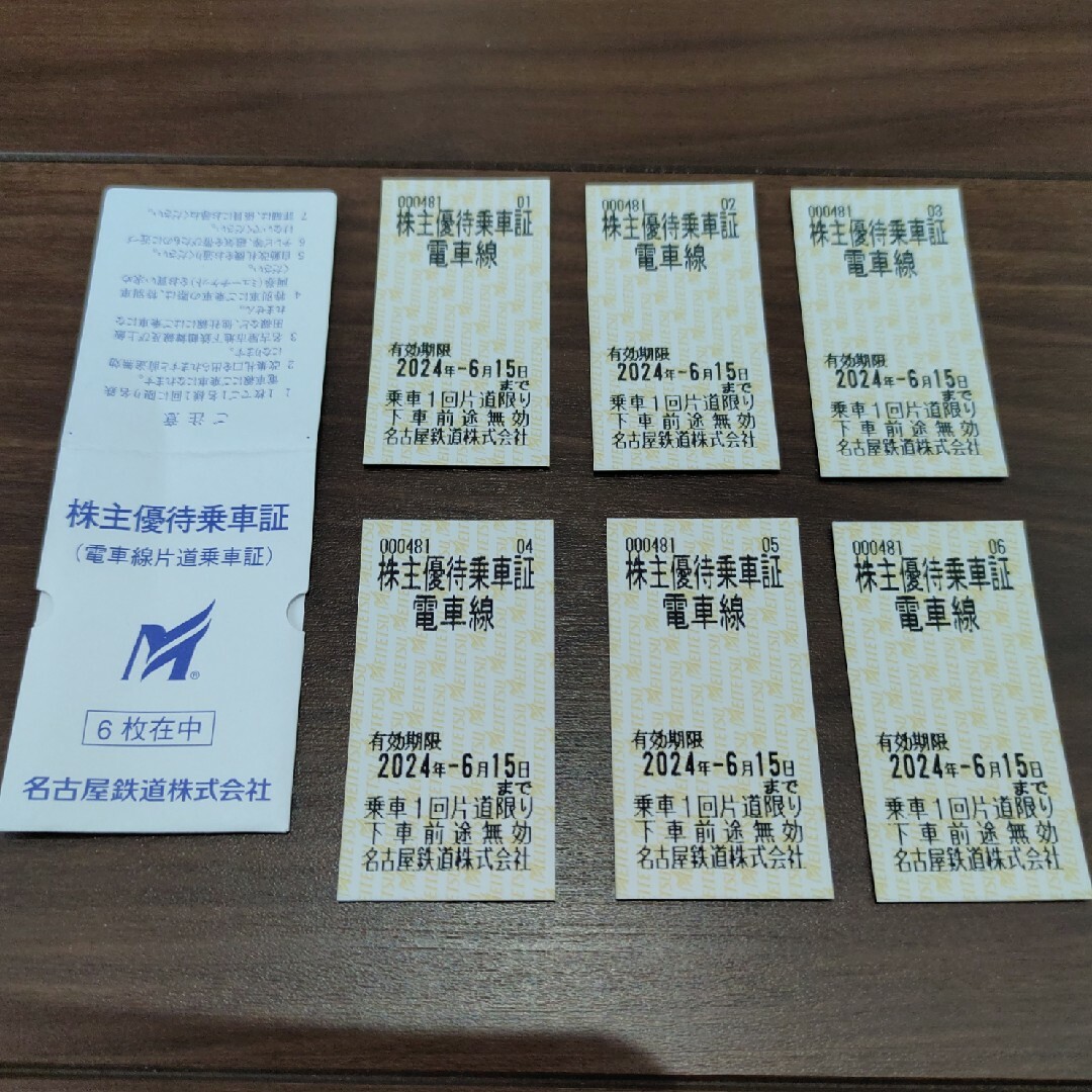 名鉄　株主優待乗車証　6枚 チケットの乗車券/交通券(鉄道乗車券)の商品写真