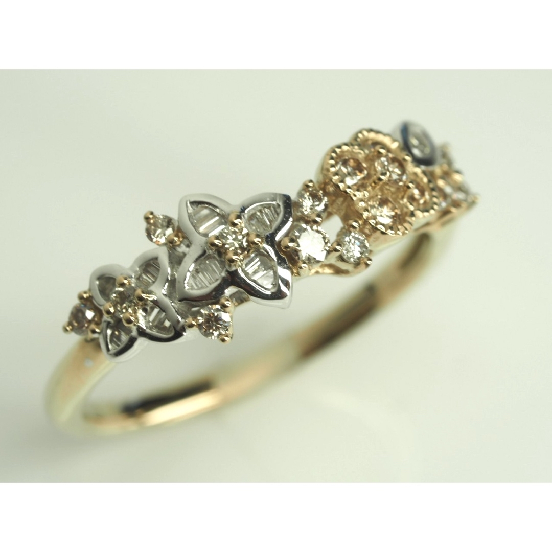 ◎華やかなK18WG&YG天然ダイヤモンドデザインリング　ou レディースのアクセサリー(リング(指輪))の商品写真