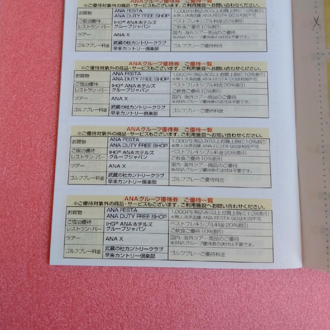ANA(全日本空輸)(エーエヌエー(ゼンニッポンクウユ))のANA グループ優待券 1冊 チケットの優待券/割引券(ショッピング)の商品写真