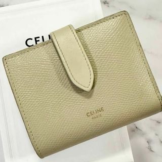 セリーヌ(celine)のCELINE✨二つ折り財布　スモールストラップウォレット　レザー　アイボリー(財布)