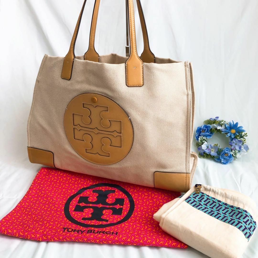 【良品!!】TORY BURCH トートバッグ レザー×キャンバス A4可