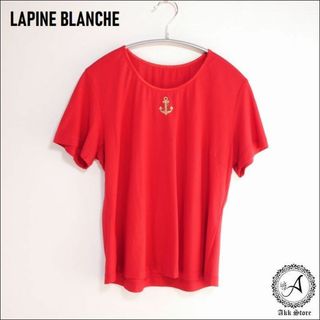 ラピーヌ(LAPINE)のLAPINE ラピーヌ レディース 半袖 カットソー コットン 日本製 赤 L(カットソー(半袖/袖なし))