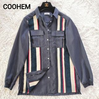 COOHEM - 美品 COOHEM フロントニットシャツ 異素材ミックス マルチカラー 切替