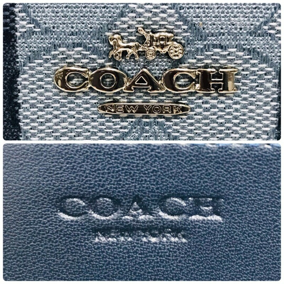 COACH(コーチ)のCOACH コーチ ラウンドファスナー 長財布 C8313 シグネチャー ネイビーブルーが映える、美しい佇まい。【タグ付き新品】 22402K140 レディースのファッション小物(財布)の商品写真