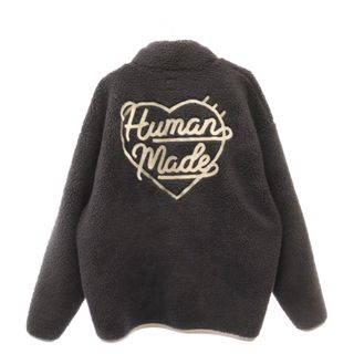 ヒューマンメイド(HUMAN MADE)のHUMAN MADE ヒューマンメイド Boa Fleece Pullover バックロゴ刺繍 ハーフジップ ボア フリース ジャケット ブラック(フライトジャケット)