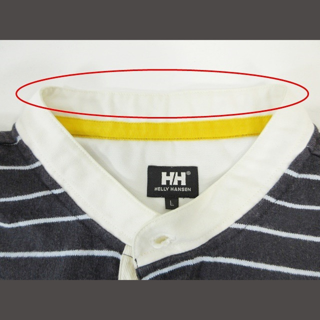 HELLY HANSEN(ヘリーハンセン)のHELLY HANSEN Tシャツ ヘンリーネック 半袖 ボーダー ロゴ L メンズのトップス(Tシャツ/カットソー(半袖/袖なし))の商品写真