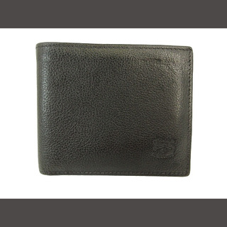 イルビゾンテ(IL BISONTE)のイルビゾンテ レザー 二つ折り 財布 無地 ロゴ 型押し ブラック (折り財布)