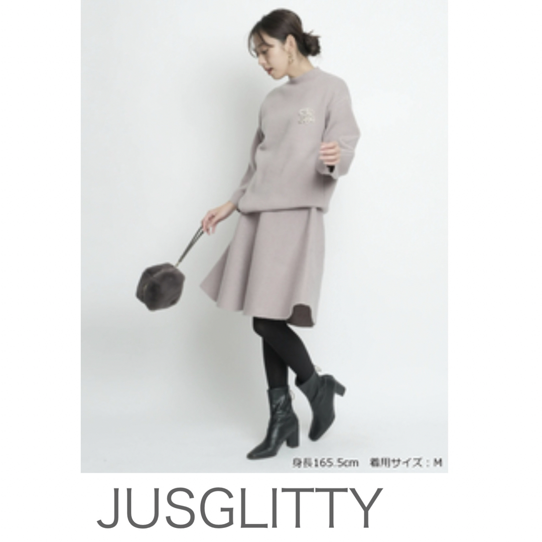 JUSGLITTY(ジャスグリッティー)の即完売★有楽町マルイ限定★ジャスグリッティー★ブローチ付ニット×フレアセット レディースのレディース その他(セット/コーデ)の商品写真