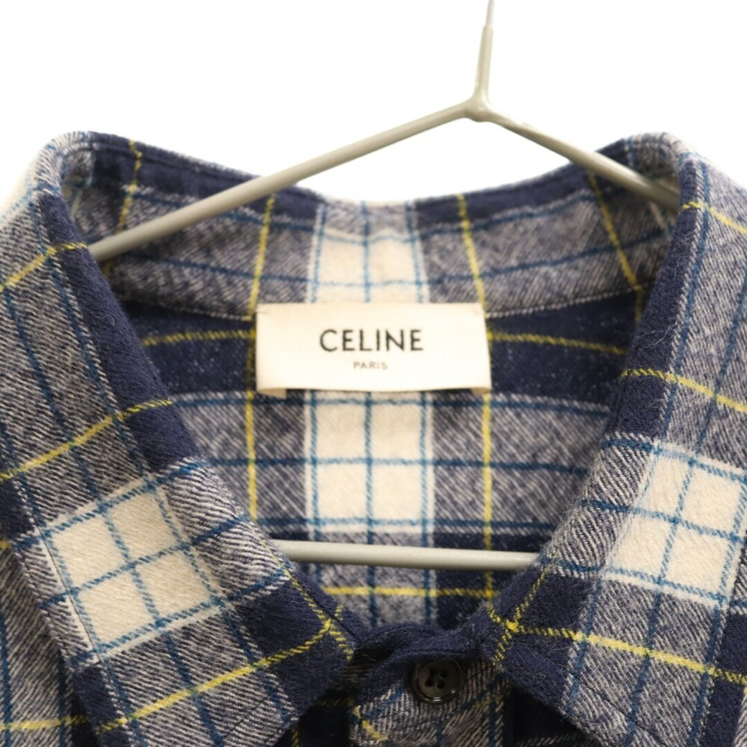 celine(セリーヌ)のCELINE セリーヌ 21AW Check Wool Oversized Shirts チェック柄 オーバーサイズ 長袖ウールシャツ ブルー/ホワイト 2C555198O メンズのトップス(シャツ)の商品写真