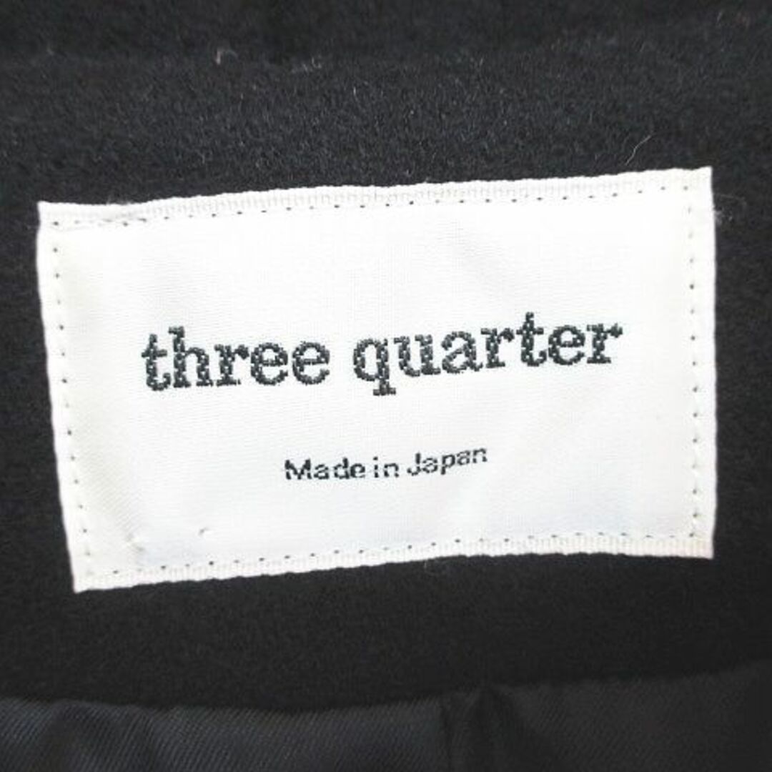 other(アザー)のthree quarter ノーカラーコート ロング丈 カシミヤ M 黒 ウール レディースのジャケット/アウター(その他)の商品写真