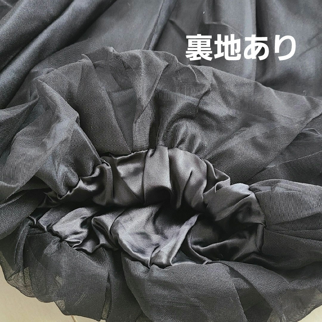 美品!着脱可能リボン付きドレス(ブラック) レディースのフォーマル/ドレス(ミディアムドレス)の商品写真