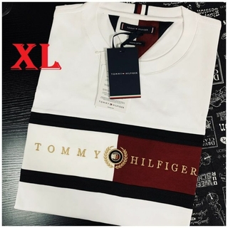トミーヒルフィガー(TOMMY HILFIGER)の国内正規品 ICON INSERT TEE ロゴ刺繍　ホワイト　XLサイズ(Tシャツ/カットソー(半袖/袖なし))