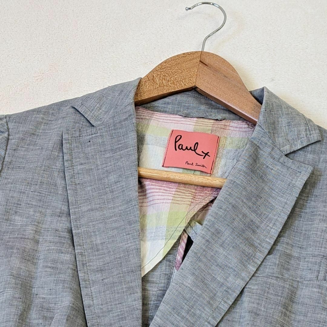 Paul Smith(ポールスミス)の【ポールスミス】テーラードジャケット　綿　麻　42　XL　裏地マルチカラー レディースのジャケット/アウター(テーラードジャケット)の商品写真