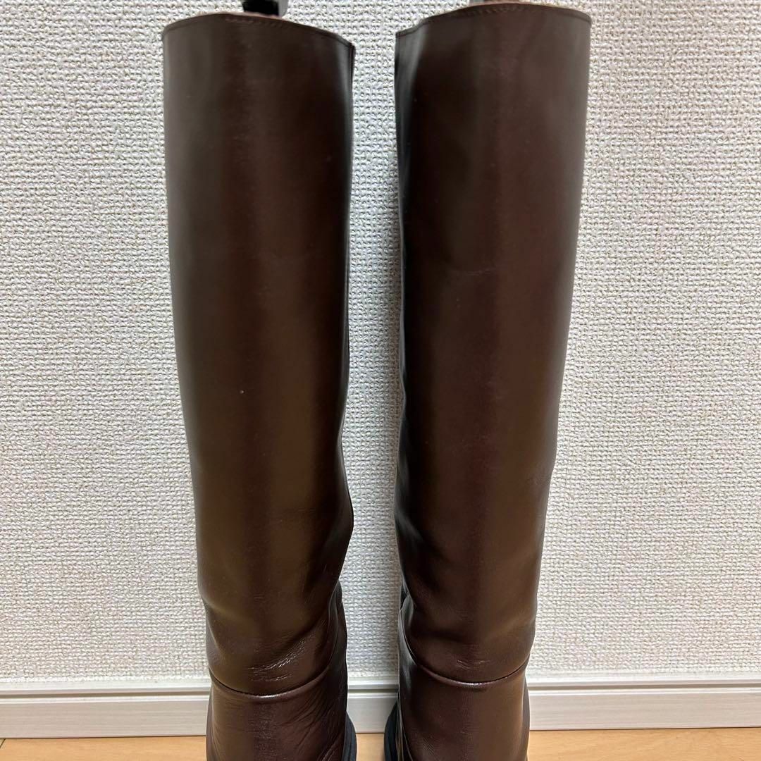 ZARA ザラ　22.5cm ブラウン　茶色　レザーロングブーツ　トラックソール レディースの靴/シューズ(ブーツ)の商品写真