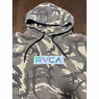 ルーカ(RVCA)のRVCA パーカー M 裏起毛　カモフラージュ　ボックスロゴ　オーバーサイズ(パーカー)