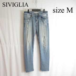 シビリア(SIVIGLIA)のSIVIGLIA ダメージ テーパード デニム パンツ ジーンズ イタリア製 M(デニム/ジーンズ)