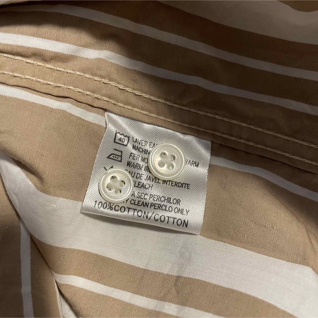 R ビッグシルエット ストライプ 長袖 シャツ M ベージュ × ホワイト 縦縞 メンズのトップス(シャツ)の商品写真