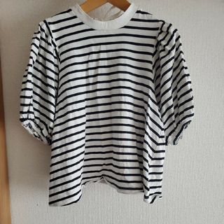 モーメントプラス Ｌサイズ Tシャツ ボーダー 袖 後ろはリボン(Tシャツ(半袖/袖なし))