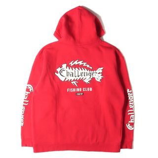 CHALLENGER チャレンジャー パーカー サイズ:XL 19AW 発泡プリント スウェット パーカー FISHING CLUB HOODIE レッド 赤 トップス フーディー スウェットシャツ【メンズ】【中古】(パーカー)