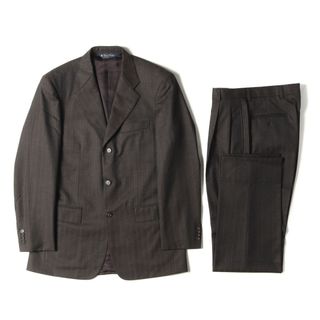 ブルックスブラザース(Brooks Brothers)のBROOKS BROTHERS ブルックスブラザーズ セットアップ スーツ サイズ:詳細参照 ストライプ カシミヤ混 ウールギャバ 段返り3B テーラード ジャケット & ツータック テーパード スラックス パンツ ブラウン 【メンズ】【中古】(セットアップ)