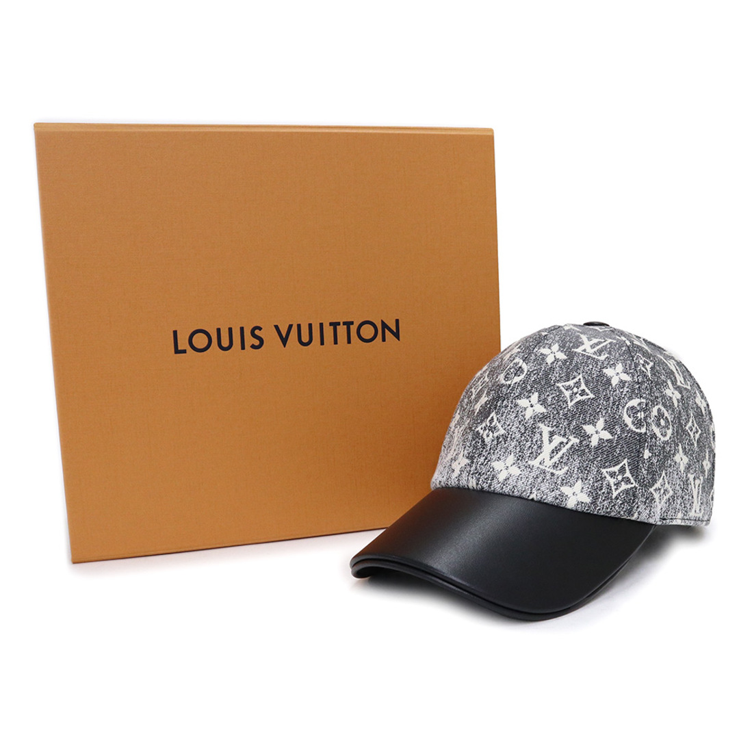 LOUIS VUITTON(ルイヴィトン)のルイ ヴィトン キャップ 帽子 Mサイズ コットン ナイロン シルク モノグラム ジャカード デニム ブラック ホワイト 黒 白 シルバー金具 M7028M 箱付 LOUIS VUITTON（新品・未使用品） メンズの帽子(キャップ)の商品写真