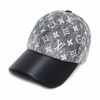 ルイヴィトン(LOUIS VUITTON)のルイ ヴィトン キャップ 帽子 Mサイズ コットン ナイロン シルク モノグラム ジャカード デニム ブラック ホワイト 黒 白 シルバー金具 M7028M 箱付 LOUIS VUITTON（新品・未使用品）(キャップ)