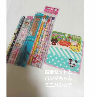 トンボエンピツ(トンボ鉛筆)の鉛筆セット (14本) ✏️・パンダちゃんのミニタオルハンカチ(鉛筆)