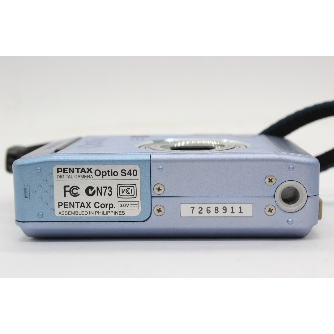 【美品 返品保証】 【便利な単三電池で使用可】ペンタックス Pentax Optio S40 ブルー 3x 説明書付き コンパクトデジタルカメラ  s6677