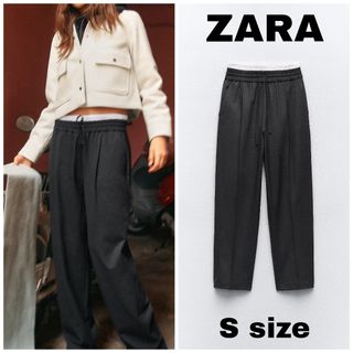 ザラ(ZARA)のZARA　WIDE-LEGパンツ ダブルウエストバンド　Sサイズ(カジュアルパンツ)