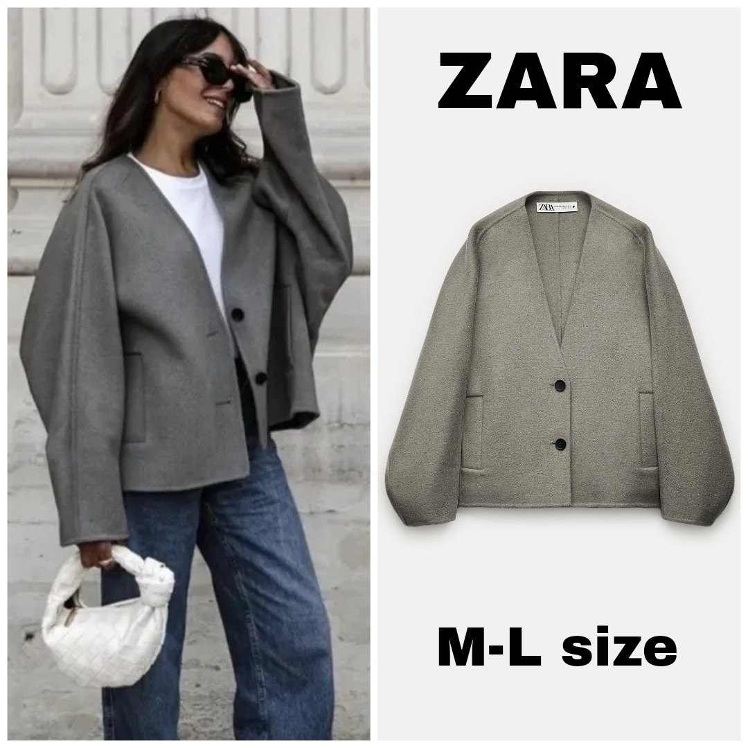ZARA - ZARA ダブルフェイス ウールブレンド キモノジャケット ZARA - ZARA ダブルフェイス ウールブレンド キモノジャケット
