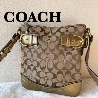 コーチ(COACH)の美品✨COACH コーチショルダーバッグハンドバッグブラウン茶シグネチャー総柄(ショルダーバッグ)