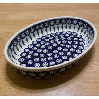 ポーリッシュポタリー(Polish Pottery)のポーリッシュポタリー　ピーコックリーフ　オーブン皿　オーバル大(食器)